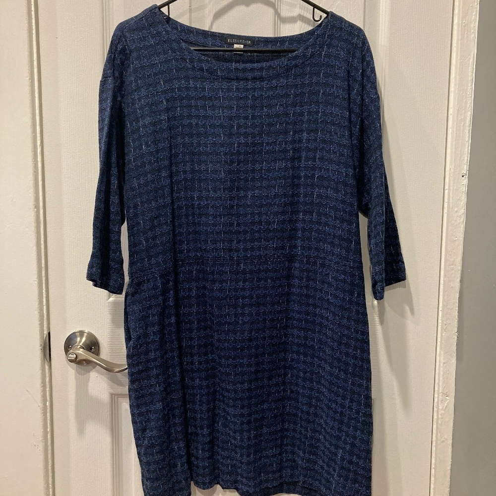 Eileen Fisher 100% Cotton Woven Tunic ~ Blue "S"